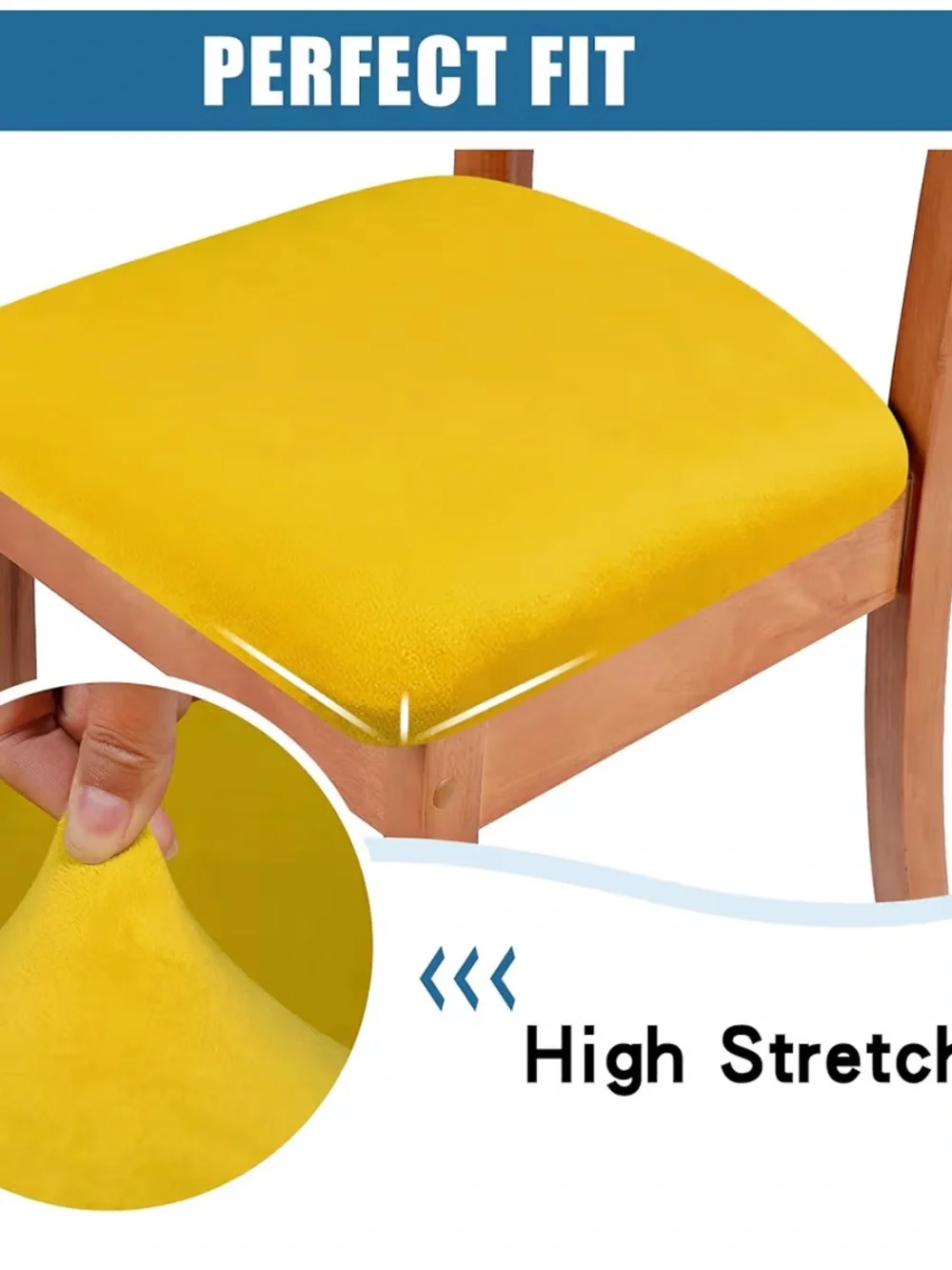 Dining Room Velvet Seat Covers - Mustard Yellow (4-pack)